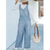CUPSHE Women’s Denim Jumpsuit Sleeveless Wide Leg Casual Cotton Jumpsuit Front Zip Pocket Romper(Blue)