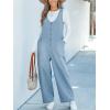 CUPSHE Women’s Denim Jumpsuit Sleeveless Wide Leg Casual Cotton Jumpsuit Front Zip Pocket Romper(Blue)