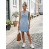 CUPSHE Women’s Denim Mini Dress Jean Dresses V Neck Sleeveless Casual Summer Outfits 2025 Trendy(Blue)