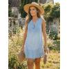 CUPSHE Women’s Denim Mini Dress Jean Dresses V Neck Sleeveless Casual Summer Outfits 2025 Trendy(Blue)