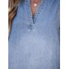CUPSHE Women’s Denim Mini Dress Jean Dresses V Neck Sleeveless Casual Summer Outfits 2025 Trendy(Dark Blue)