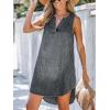 CUPSHE Women’s Denim Mini Dress Jean Dresses V Neck Sleeveless Casual Summer Outfits 2025 Trendy(Dark Grey)