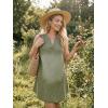 CUPSHE Women’s Denim Mini Dress Jean Dresses V Neck Sleeveless Casual Summer Outfits 2025 Trendy(Green)