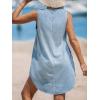 CUPSHE Women’s Denim Mini Dress Jean Dresses V Neck Sleeveless Casual Summer Outfits 2025 Trendy(Light Blue)