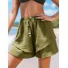 CUPSHE Women’s Double Layer Beach Shorts Ruffle Casual Cover Up Bottoms(Green)