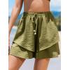 CUPSHE Women’s Double Layer Beach Shorts Ruffle Casual Cover Up Bottoms(Green)