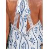 CUPSHE Women’s Dress Halter Lace Trim Summer Beach Vacation Flowy Mini Dress 2025 Fashion(Floral Print)