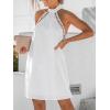 CUPSHE Women’s Dress Halter Lace Trim Summer Beach Vacation Flowy Mini Dress 2025 Fashion(White)