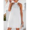 CUPSHE Women’s Dress Halter Lace Trim Summer Beach Vacation Flowy Mini Dress 2025 Fashion(White)