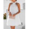 CUPSHE Women’s Dress Halter Lace Trim Summer Beach Vacation Flowy Mini Dress 2025 Fashion(White)