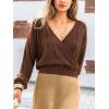 CUPSHE Women’s Fall Knit Sweater 2025 Long Sleeves Round Neck Open Back Lightweight Pullover Reversible Casual Sweater Top(Brown)