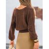 CUPSHE Women’s Fall Knit Sweater 2025 Long Sleeves Round Neck Open Back Lightweight Pullover Reversible Casual Sweater Top(Brown)