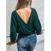 CUPSHE Women’s Fall Knit Sweater 2025 Long Sleeves Round Neck Open Back Lightweight Pullover Reversible Casual Sweater Top(Green)