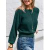CUPSHE Women’s Fall Knit Sweater 2025 Long Sleeves Round Neck Open Back Lightweight Pullover Reversible Casual Sweater Top(Green)