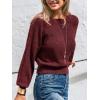 CUPSHE Women’s Fall Knit Sweater 2025 Long Sleeves Round Neck Open Back Lightweight Pullover Reversible Casual Sweater Top(Red)