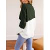 CUPSHE Womens Fall Long Sleeve Mock Neck Sweaters Colorblock Oversized Long Sleeve Knit Pullover Jumper Tops(Green)