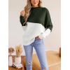 CUPSHE Womens Fall Long Sleeve Mock Neck Sweaters Colorblock Oversized Long Sleeve Knit Pullover Jumper Tops(Green)