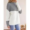 CUPSHE Womens Fall Long Sleeve Mock Neck Sweaters Colorblock Oversized Long Sleeve Knit Pullover Jumper Tops(Grey)