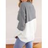 CUPSHE Womens Fall Long Sleeve Mock Neck Sweaters Colorblock Oversized Long Sleeve Knit Pullover Jumper Tops(Grey)