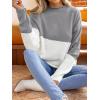 CUPSHE Womens Fall Long Sleeve Mock Neck Sweaters Colorblock Oversized Long Sleeve Knit Pullover Jumper Tops(Grey)