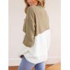 CUPSHE Womens Fall Long Sleeve Mock Neck Sweaters Colorblock Oversized Long Sleeve Knit Pullover Jumper Tops(Khaki)