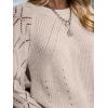CUPSHE Womens Fall Sweater Long Sleeve Crewneck Knit Lightweight Pullover Sweater Top(Pink)