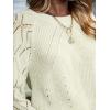 CUPSHE Womens Fall Sweater Long Sleeve Crewneck Knit Lightweight Pullover Sweater Top(White)
