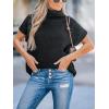 CUPSHE Women’s Fall Sweaters Turtleneck Oversized Cap Sleeve Knitted Casual Fit Pullover Tops(Black)