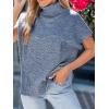 CUPSHE Women’s Fall Sweaters Turtleneck Oversized Cap Sleeve Knitted Casual Fit Pullover Tops(Blue)