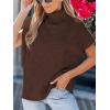 CUPSHE Women’s Fall Sweaters Turtleneck Oversized Cap Sleeve Knitted Casual Fit Pullover Tops(Brown)