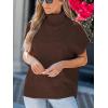 CUPSHE Women’s Fall Sweaters Turtleneck Oversized Cap Sleeve Knitted Casual Fit Pullover Tops(Brown)