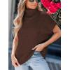 CUPSHE Women’s Fall Sweaters Turtleneck Oversized Cap Sleeve Knitted Casual Fit Pullover Tops(Brown)