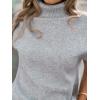 CUPSHE Women’s Fall Sweaters Turtleneck Oversized Cap Sleeve Knitted Casual Fit Pullover Tops(Grey)