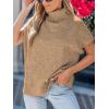 CUPSHE Women’s Fall Sweaters Turtleneck Oversized Cap Sleeve Knitted Casual Fit Pullover Tops(Khaki)