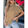 CUPSHE Women’s Fall Sweaters Turtleneck Oversized Cap Sleeve Knitted Casual Fit Pullover Tops(Khaki)