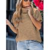 CUPSHE Women’s Fall Sweaters Turtleneck Oversized Cap Sleeve Knitted Casual Fit Pullover Tops(Khaki)