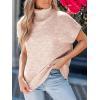 CUPSHE Women’s Fall Sweaters Turtleneck Oversized Cap Sleeve Knitted Casual Fit Pullover Tops(Oatmeal)