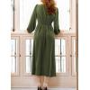 CUPSHE Womens Fall Wedding Guest Dress Long Sleeve V Neck Maxi Dress Smocked Waist Long Flowy Midi Dresses(Green)