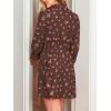 CUPSHE Women’s Fall Winter Corduroy Dress Collar Button Down Shirt Dress Floral Long Sleeve Mini Belted Dresses(Brown)