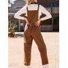 CUPSHE Womens Fall Winter Loose Fit Wide Leg Overalls Jumpsuit Romper Casual Baggy Pants Pockets Trendy Outfit(Brown)