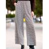 CUPSHE Womens Gingham Palazzo Pants Plaid Wide Leg High Waisted Lounge Pajama Pants Cute Casual Trousers with Pockets(Black)