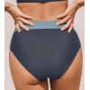 CUPSHE Womens High Waisted Bikini Bottom Color Block Bathing Suit(Dark Teal/Dark Grey)