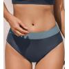 CUPSHE Womens High Waisted Bikini Bottom Color Block Bathing Suit(Dark Teal/Dark Grey)