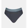 CUPSHE Womens High Waisted Bikini Bottom Color Block Bathing Suit(Dark Teal/Dark Grey)