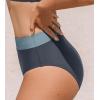 CUPSHE Womens High Waisted Bikini Bottom Color Block Bathing Suit(Dark Teal/Dark Grey)