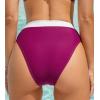CUPSHE Womens High Waisted Bikini Bottom Color Block Bathing Suit(Magenta Purple/White)