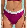 CUPSHE Womens High Waisted Bikini Bottom Color Block Bathing Suit(Magenta Purple/White)