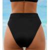 CUPSHE Women’s High Waisted Bikini Bottom Swimsuit Sexy High Cut Cheeky Ribbed Swim Bottom Only(Black)