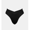 CUPSHE Women’s High Waisted Bikini Bottom Swimsuit Sexy High Cut Cheeky Ribbed Swim Bottom Only(Black)