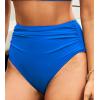 CUPSHE Women’s High Waisted Bikini Bottom Swimsuit Tummy Control Ruched Classic Full Coverage Swim Bottom Only(Royal Blue)